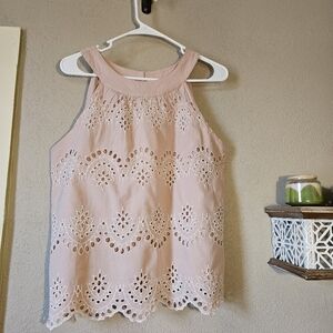 Adiva Tank Light Pink White Embroidered Large
